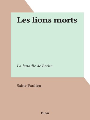 cover image of Les lions morts
